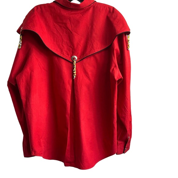 Baxter and Wells Red Embroidered Bead Embellished Western Shirt Women's Size L - Picture 2 of 13